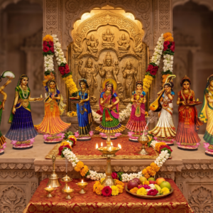 Divine Ashta Sakhi & Shri Radha Rani Figurine Set – 9-Piece Traditional Braj Gopi Collection