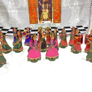 Handcrafted Pichwai Style Gopi & Raja Figurine Set – Traditional Indian Folk Art Decorative Collection