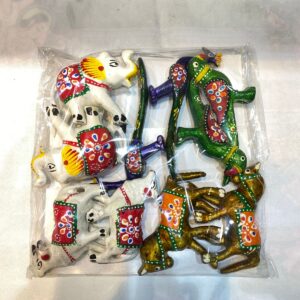 Handcrafted Meenakari Animal Figurine Set – Traditional Indian Hand-Painted Decorative Magnets/Miniatures
