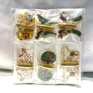 Premium Gold-Plated Enamel Animal Figurine Set – 6-Piece Traditional Metal Decorative Miniatures