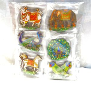 Traditional Indian Animal Sticker Set – 6-Piece Vibrant Folk Art Decorative Decals